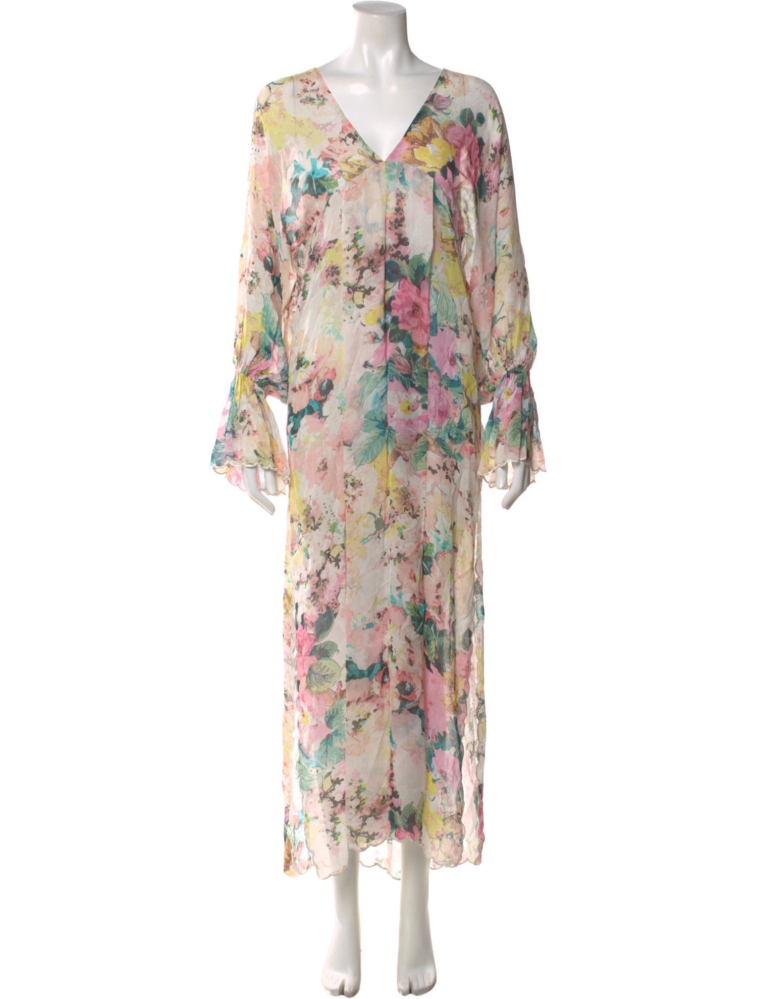 Hemant and Nandita Floral Print Long Dress in Neutrals, Women's M Hemant and Nandita Floral Print Long Dress in Neutrals, Women's M