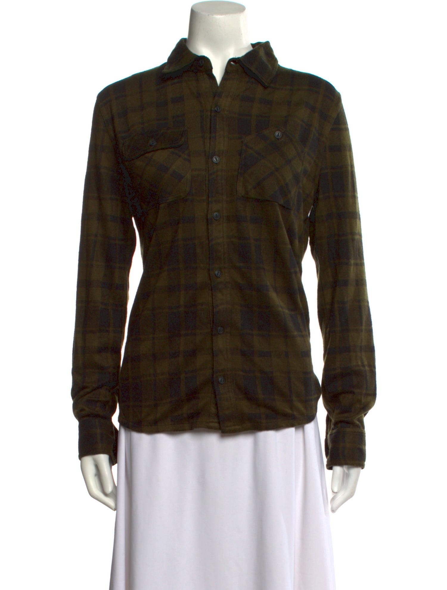 Katharine Hamnett London Plaid Print Long Sleeve Button-Up Top
