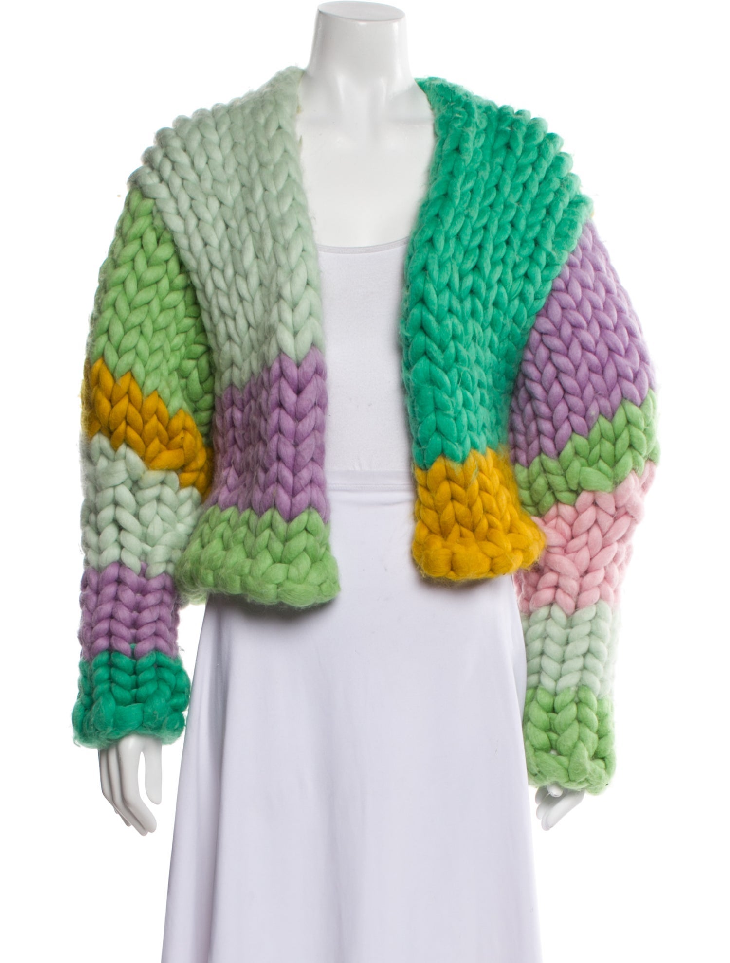 Hope Macaulay Colorblock Pattern Open Front Sweater