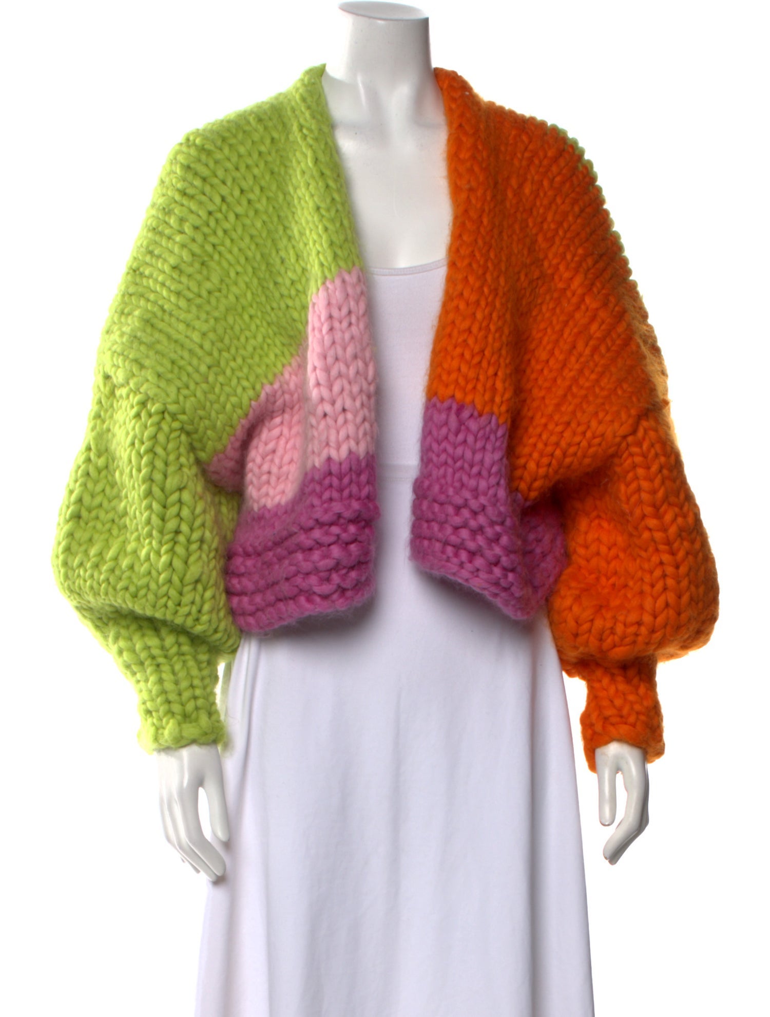 Hope Macaulay Colorblock Pattern Open Front Sweater