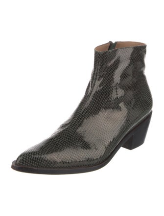 Huma Blanco Embossed Leather Animal Print Western Boots