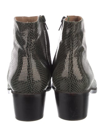 Huma Blanco Embossed Leather Animal Print Western Boots