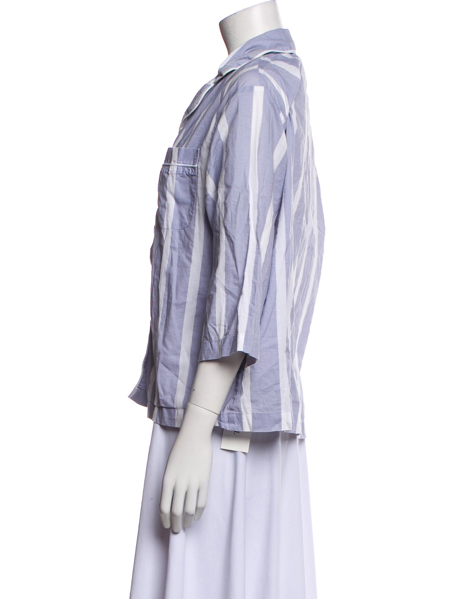 Honna Striped Three-Quarter Sleeve Button-Up Top