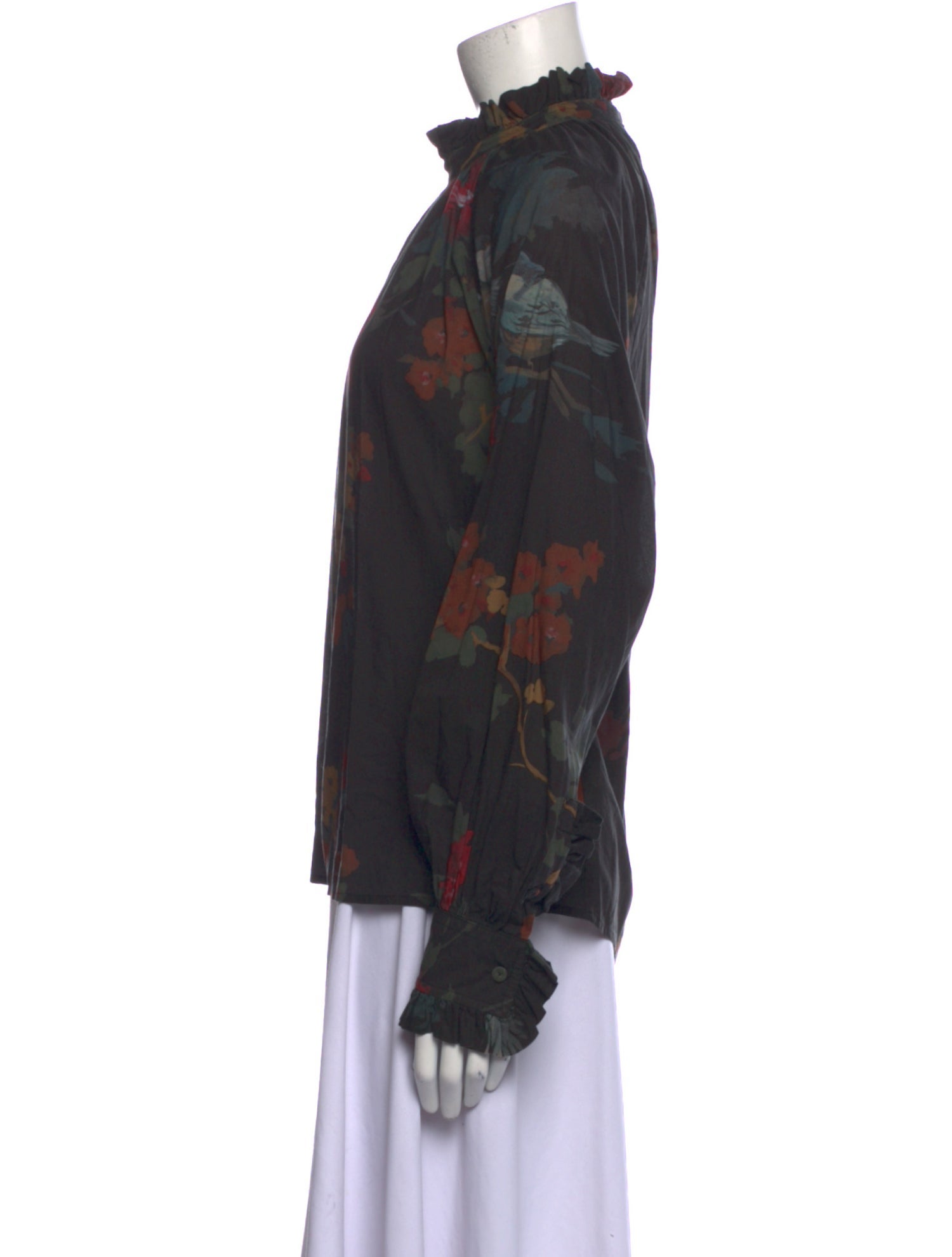 Hannes Roether Floral Print Mock Neck Blouse