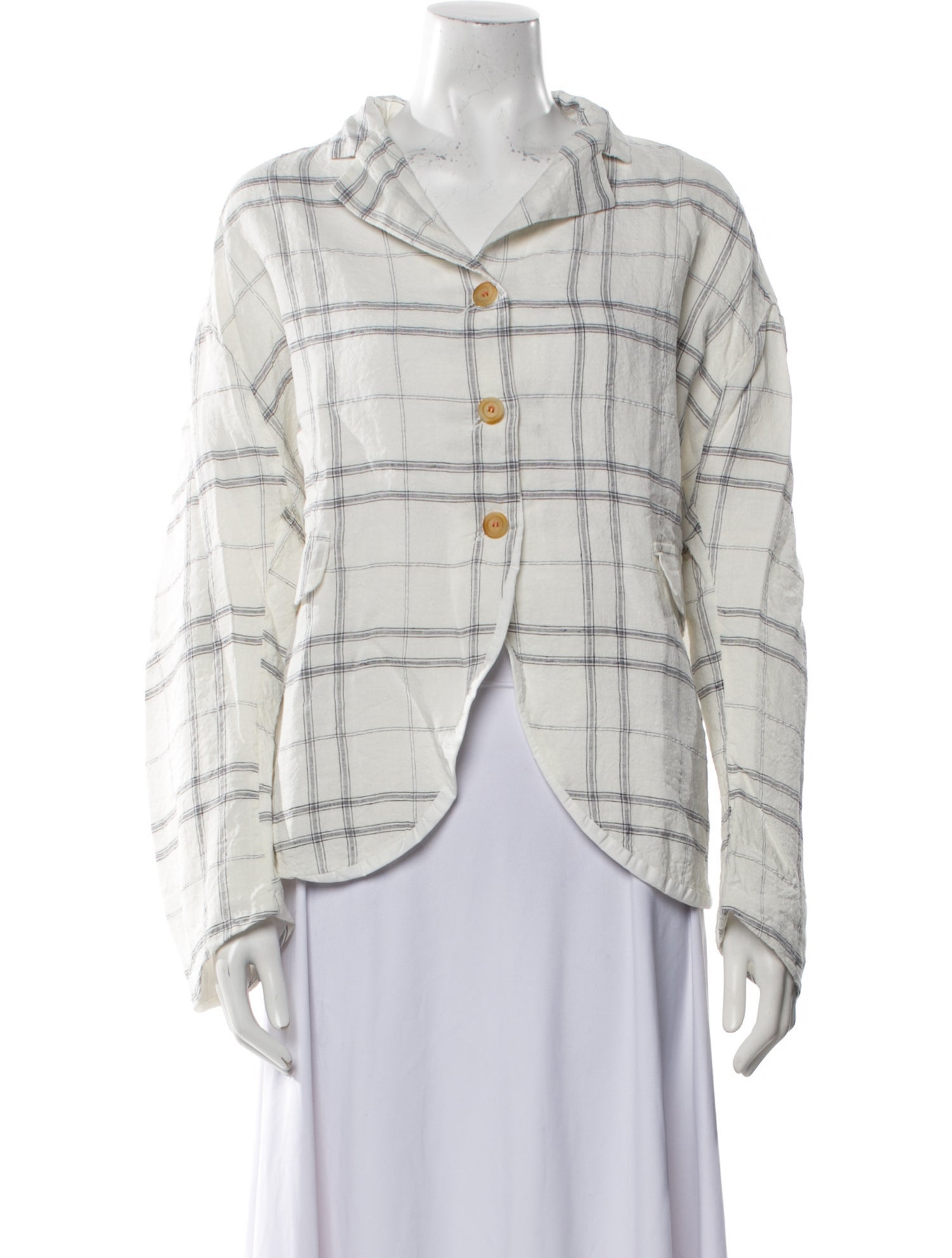 Hannoh Wessel Linen Plaid Print Jacket w/ Tags