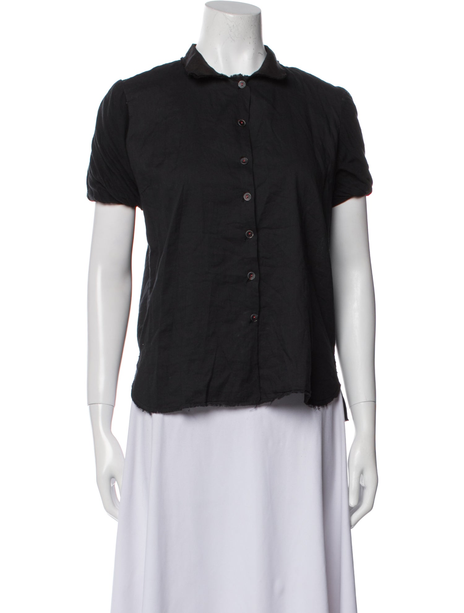 Hannoh Wessel Linen Short Sleeve Button-Up Top