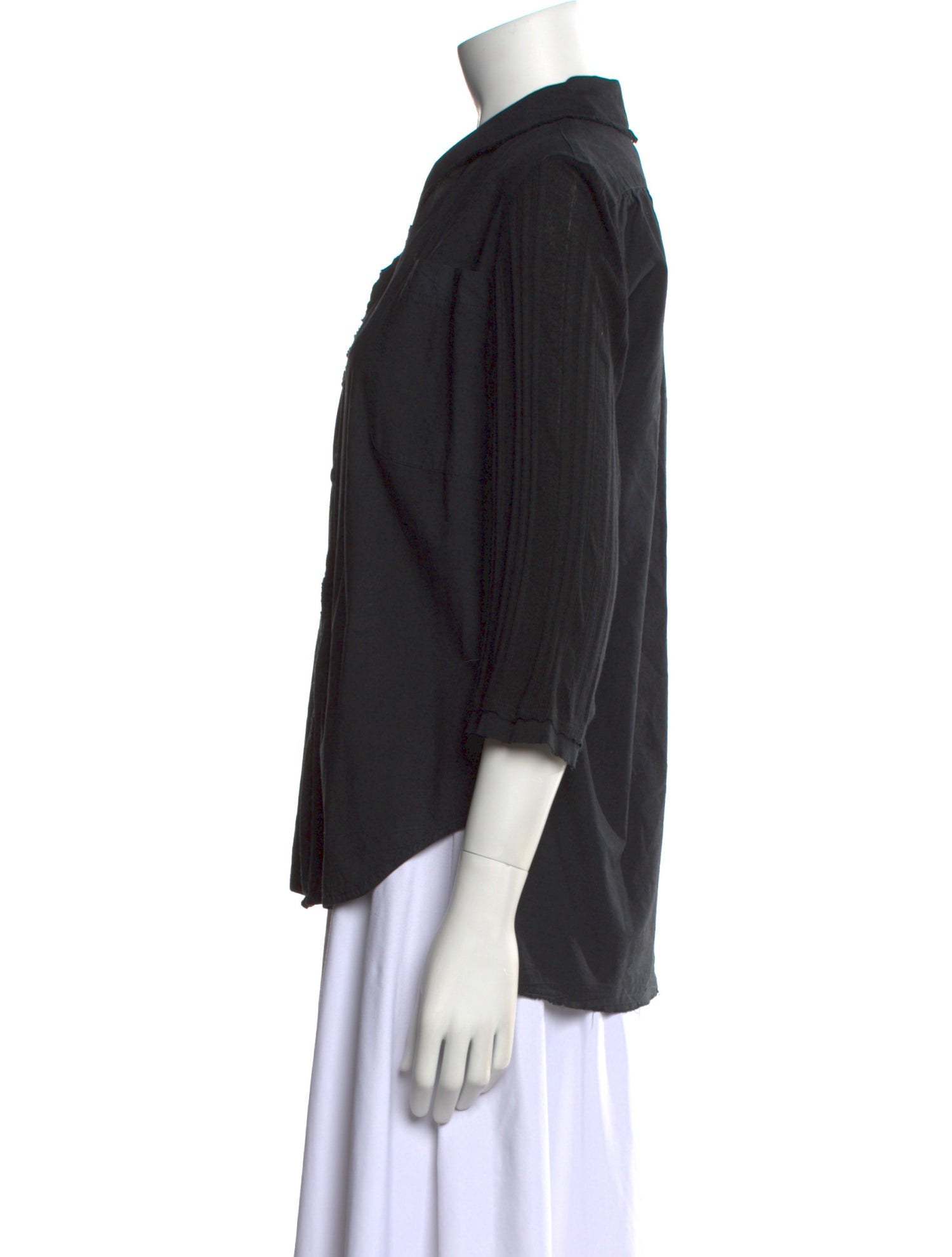 Hannoh Wessel Three-Quarter Sleeve Button-Up Top