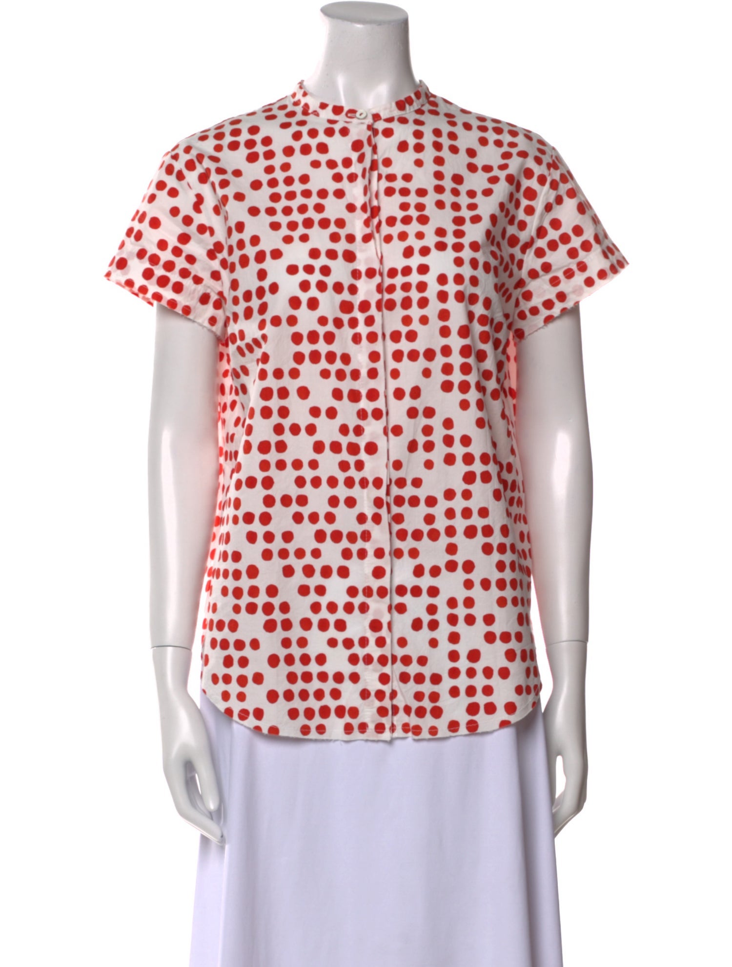 Hannoh Wessel Printed Mock Neck Button-Up Top