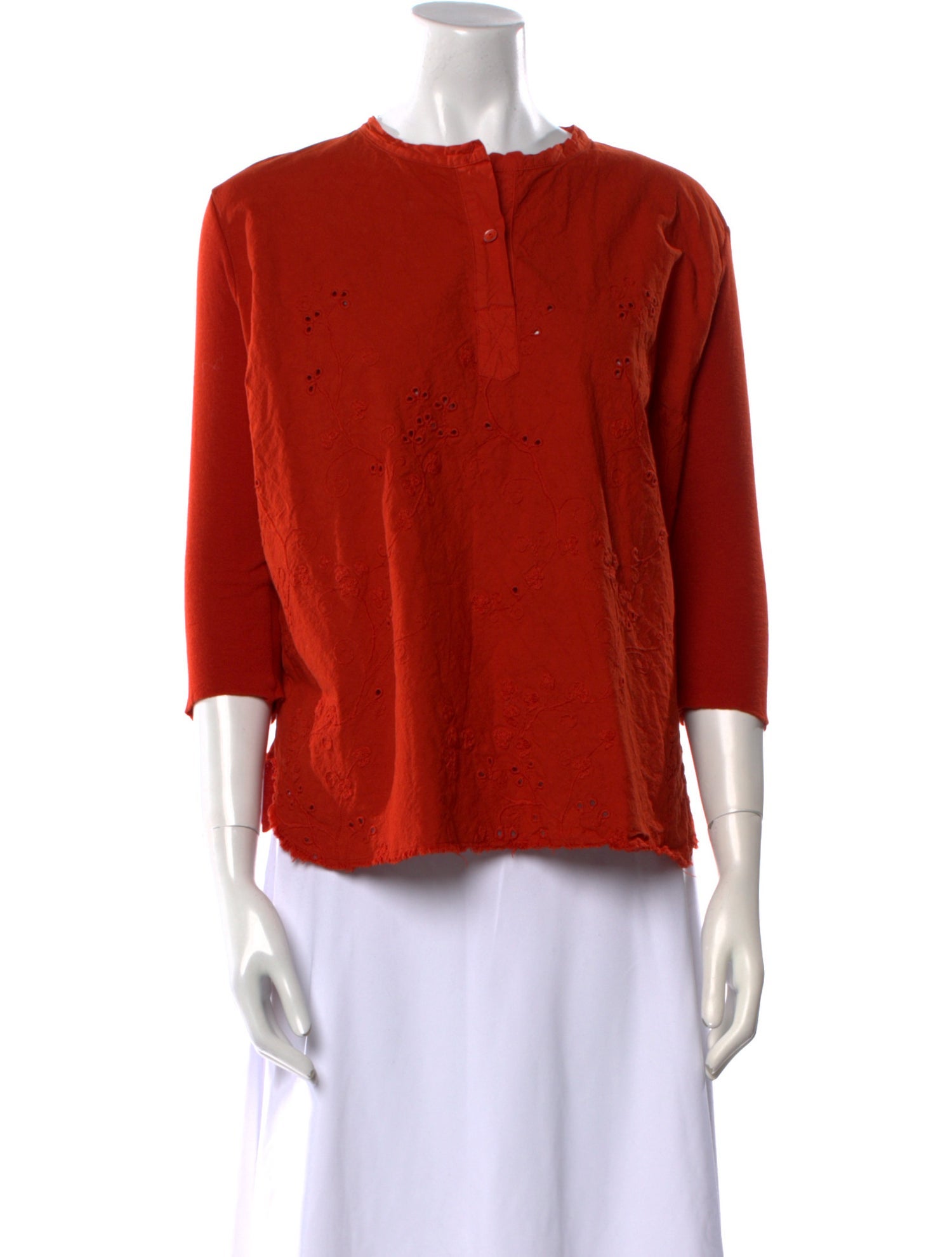 Hannoh Wessel Crew Neck Three-Quarter Sleeve Blouse