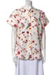 Hannoh Wessel Floral Print Crew Neck Button-Up Top