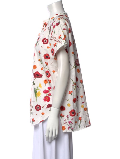 Hannoh Wessel Floral Print Crew Neck Button-Up Top