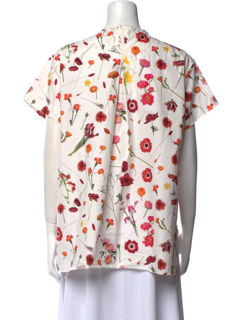 Hannoh Wessel Floral Print Crew Neck Button-Up Top