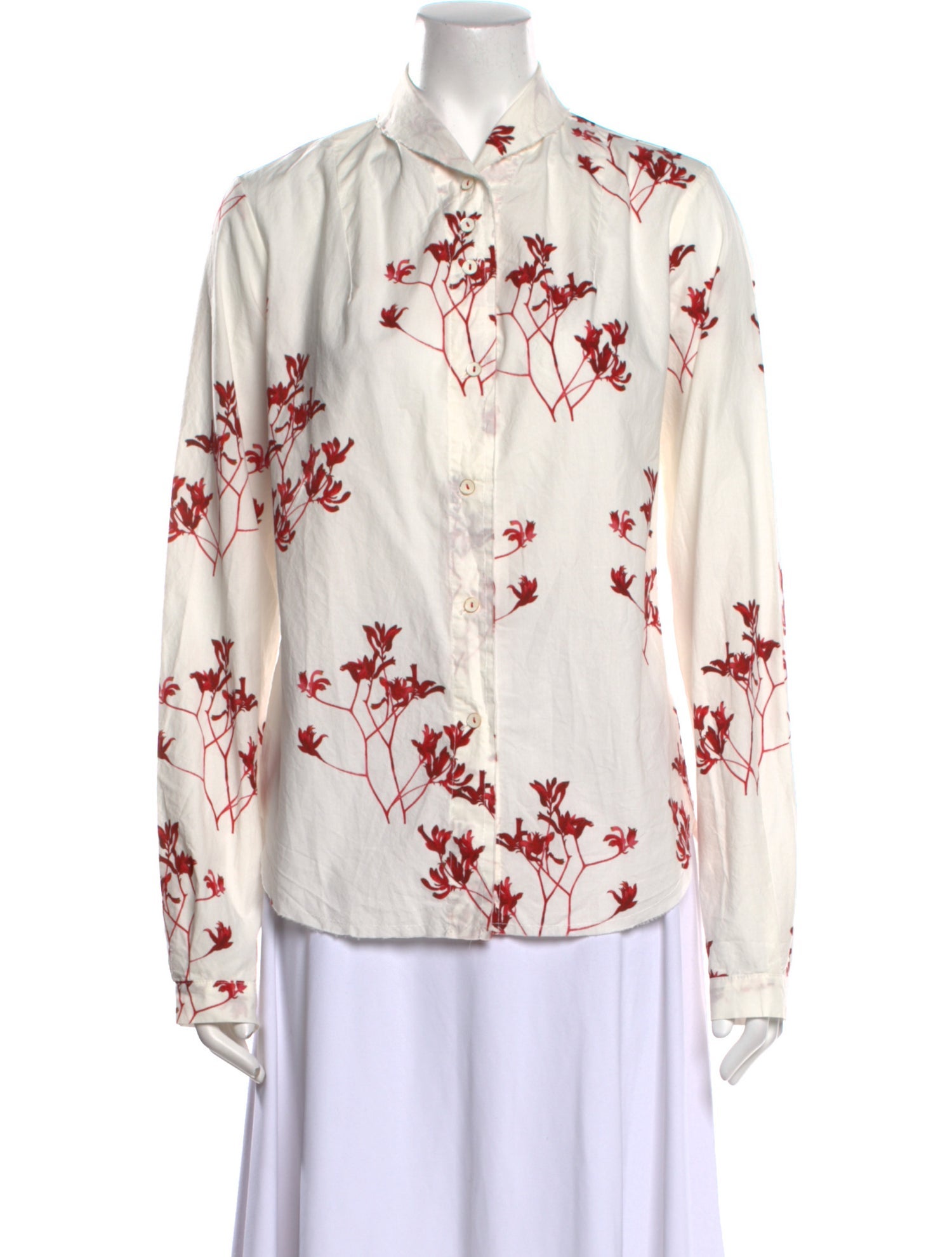 Hannoh Wessel Printed Long Sleeve Button-Up Top