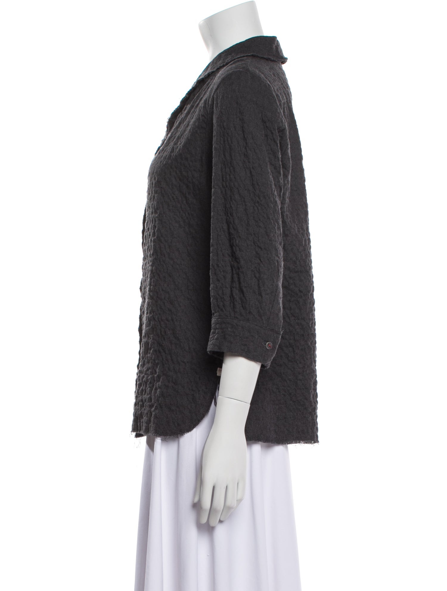 Hannoh Wessel Three-Quarter Sleeve Button-Up Top