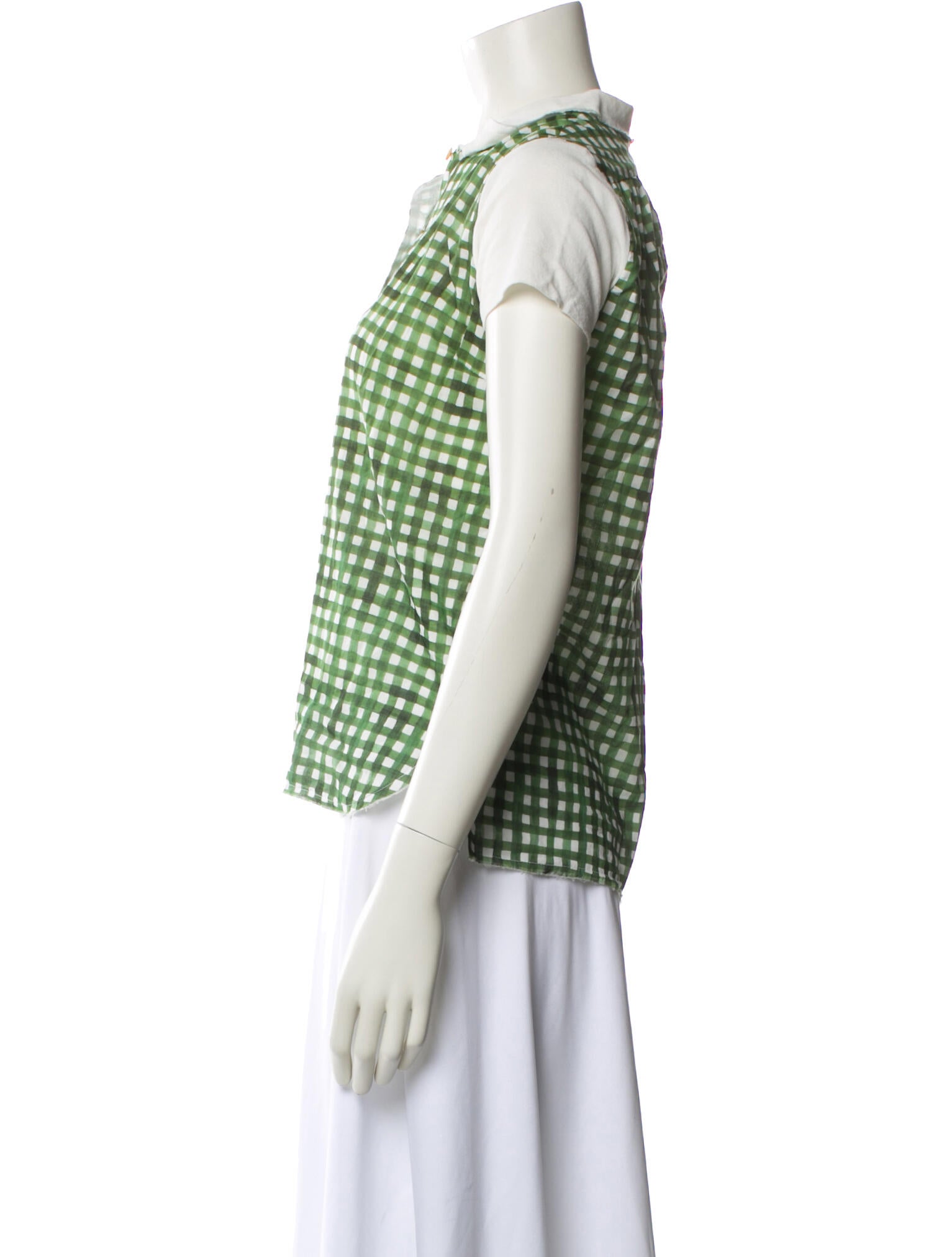 Hannoh Wessel Plaid Print Short Sleeve Button-Up Top