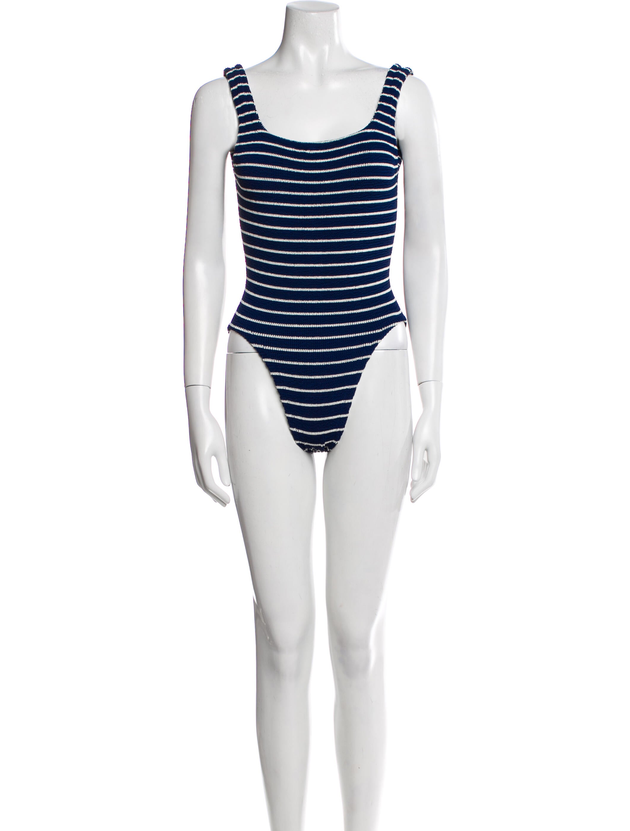 Hunza G Striped Square Neckline Bodysuit