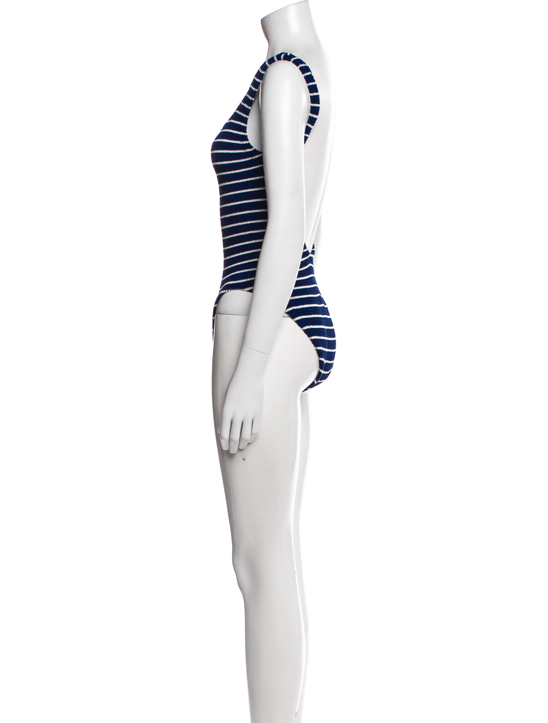 Hunza G Striped Square Neckline Bodysuit