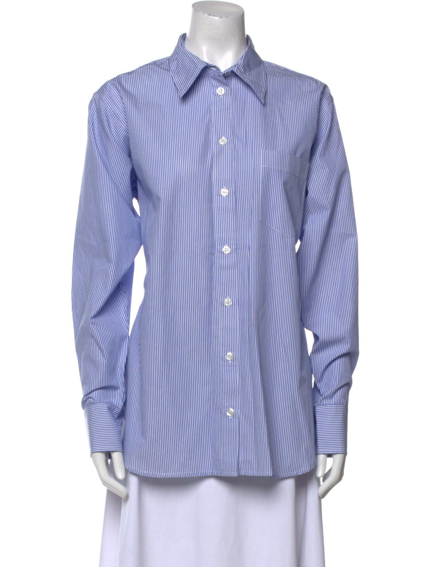 Hunza G Striped Long Sleeve Button-Up Top w/ Tags