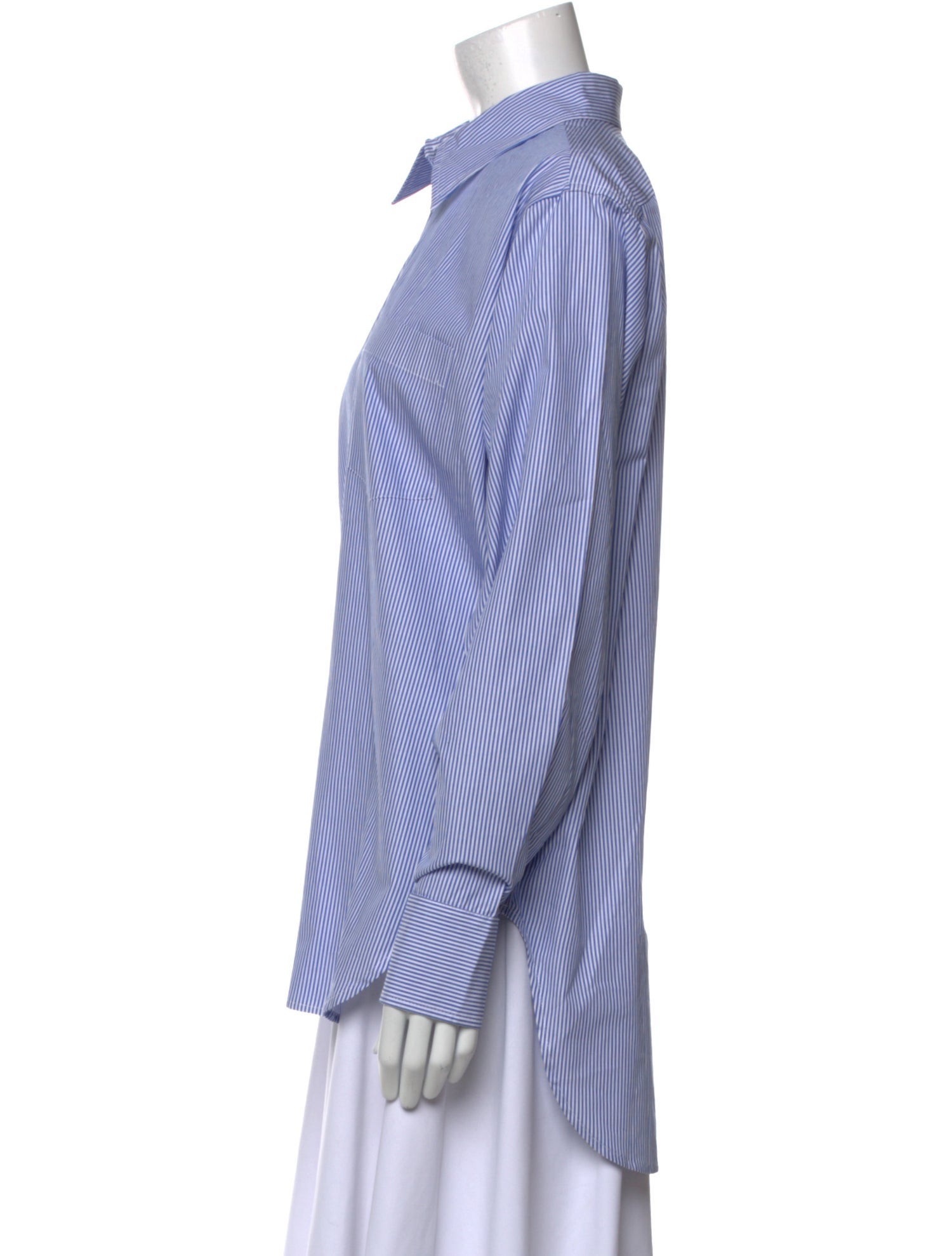 Hunza G Striped Long Sleeve Button-Up Top w/ Tags