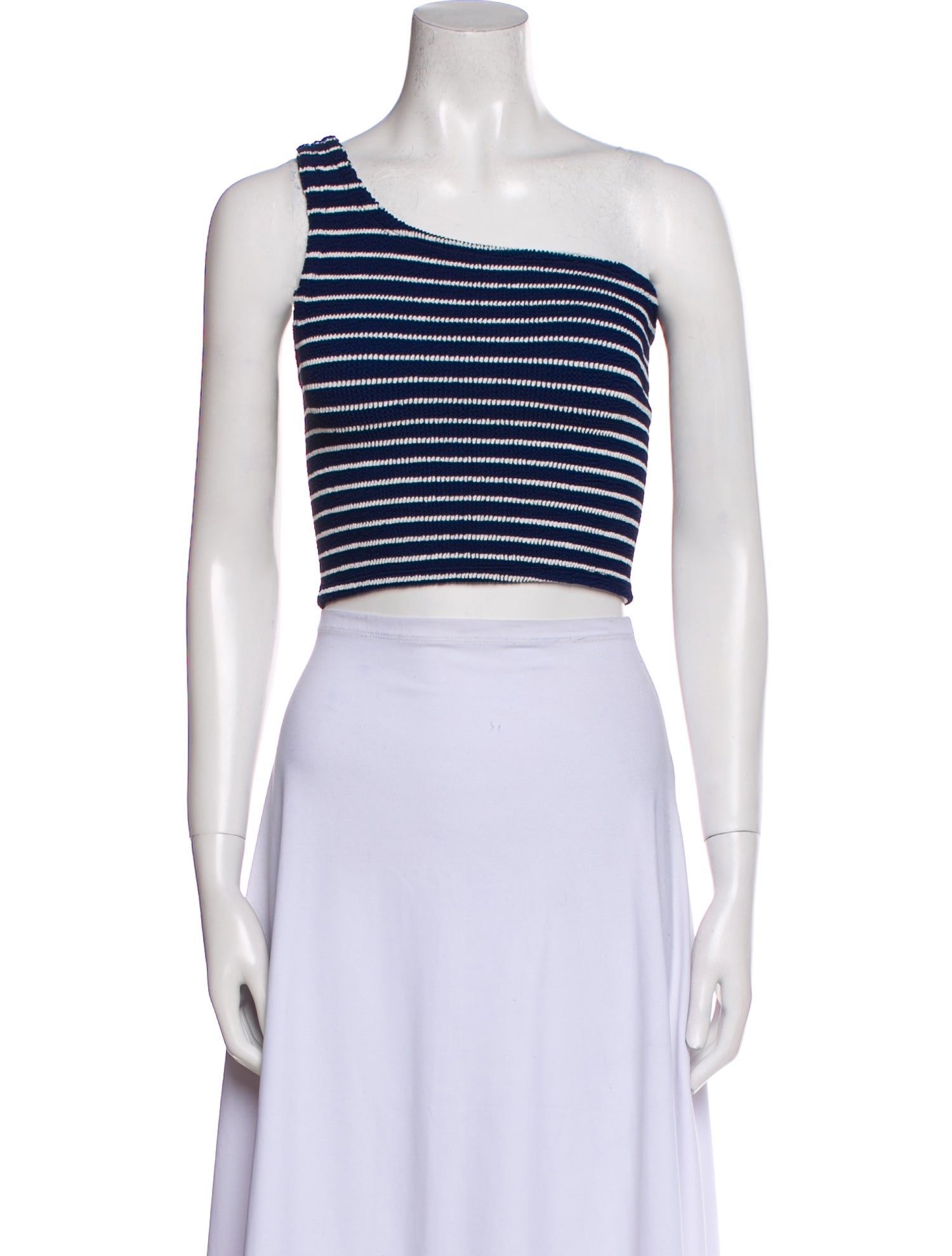 Hunza G Striped One-Shoulder Crop Top