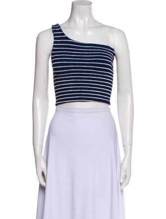Hunza G Striped One-Shoulder Crop Top