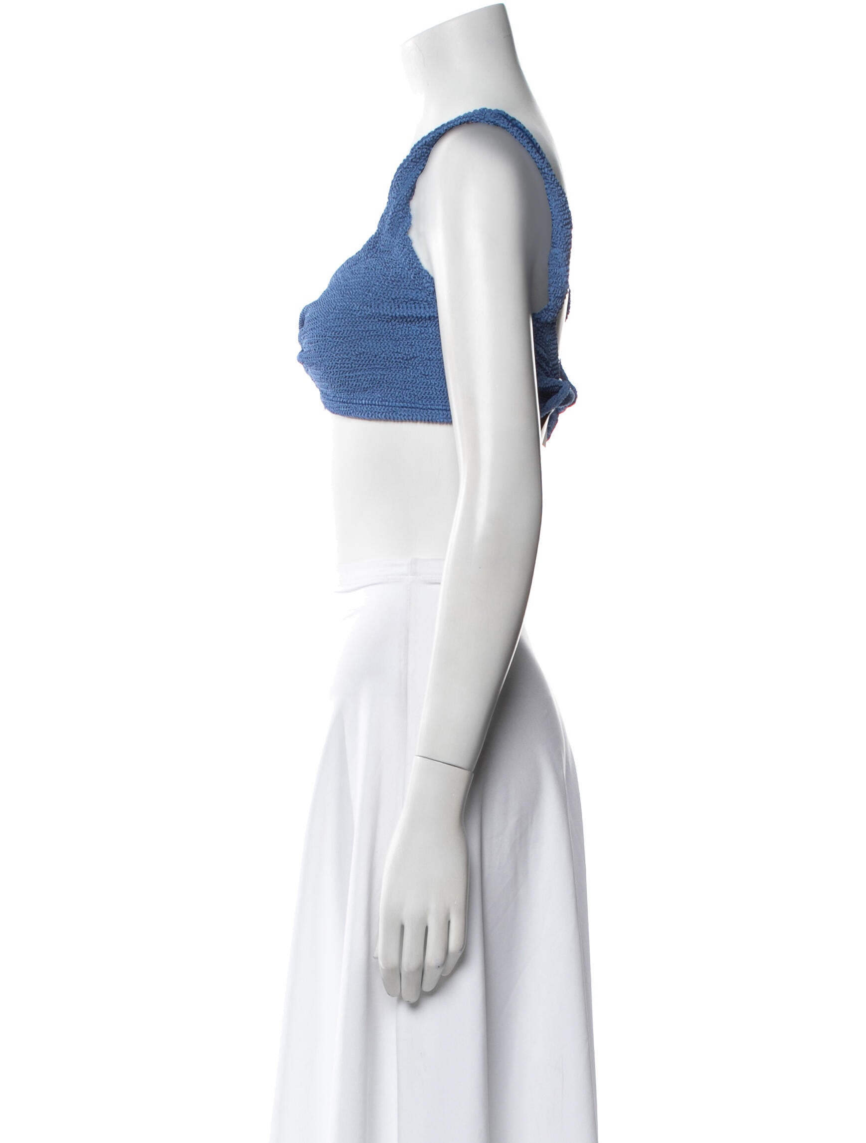 Hunza G Square Neckline Sleeveless Crop Top