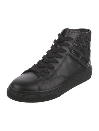Hogan Leather Glitter Accents Sneakers
