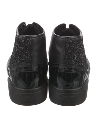 Hogan Leather Glitter Accents Sneakers