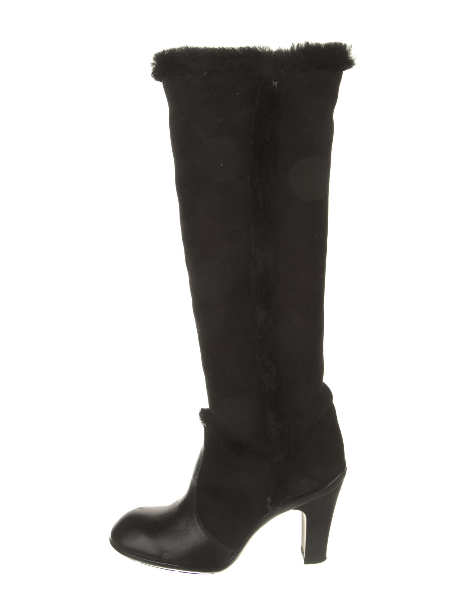 Hogan Suede Fur Trim Boots