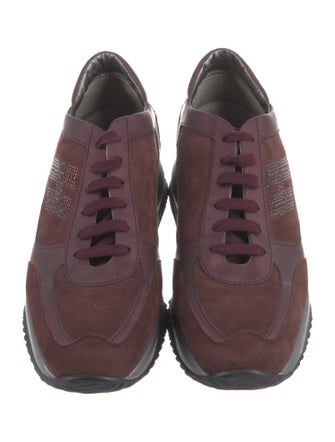 Hogan Suede Crystal Embellishments Wedge Sneakers