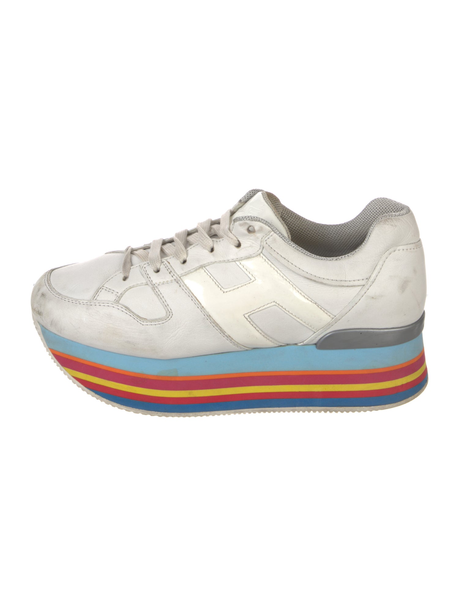 Hogan Leather Printed Wedge Sneakers