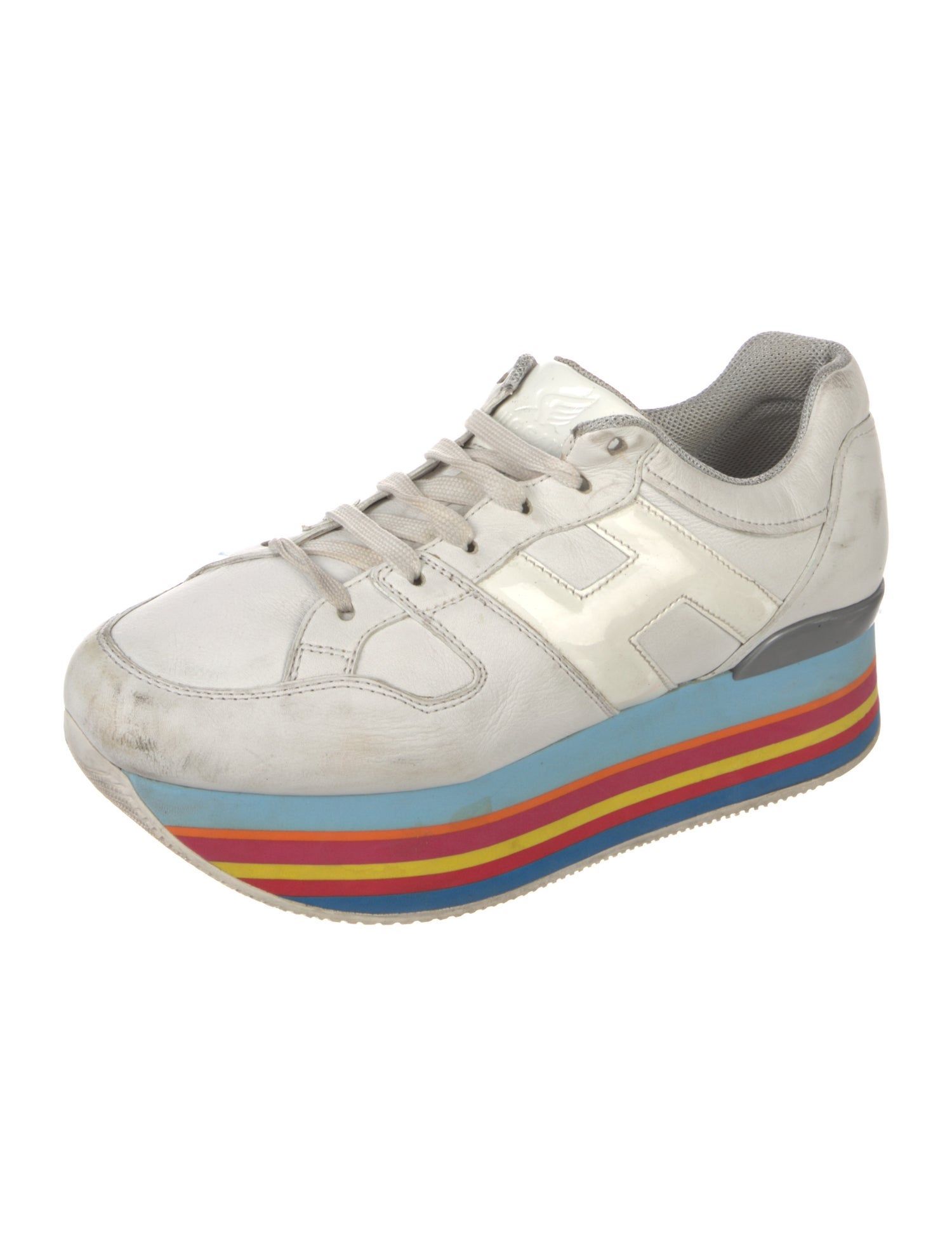 Hogan Leather Printed Wedge Sneakers