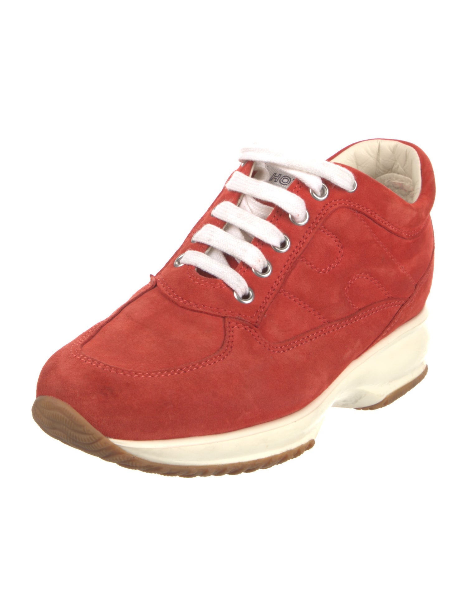 Hogan Suede Colorblock Pattern Wedge Sneakers