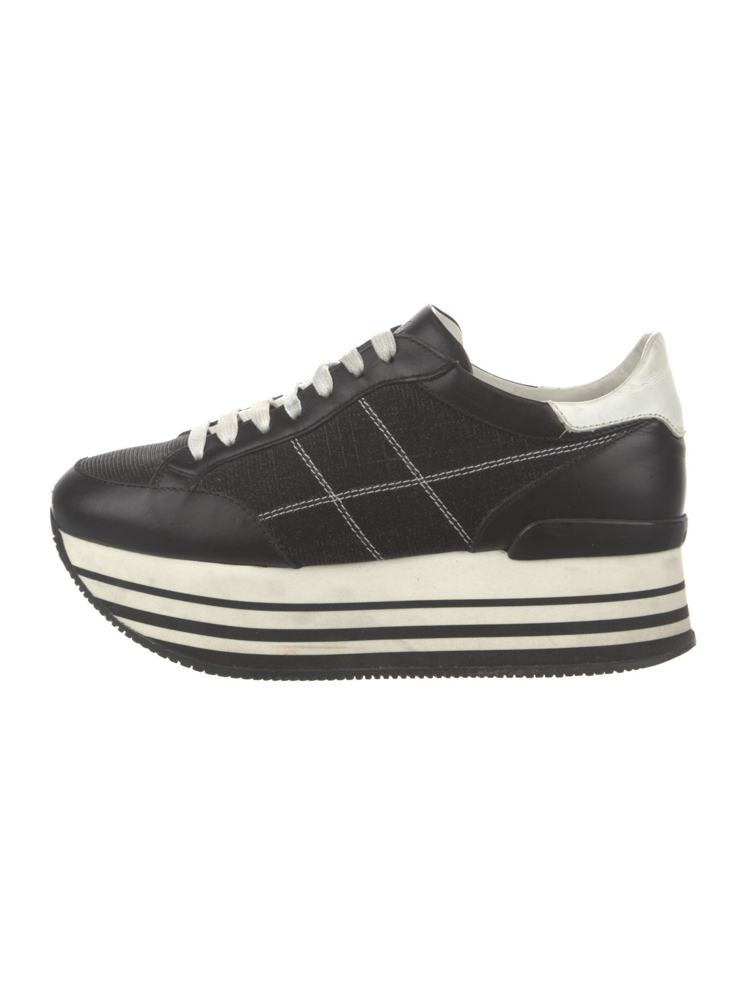 Hogan Leather Colorblock Pattern Sneakers