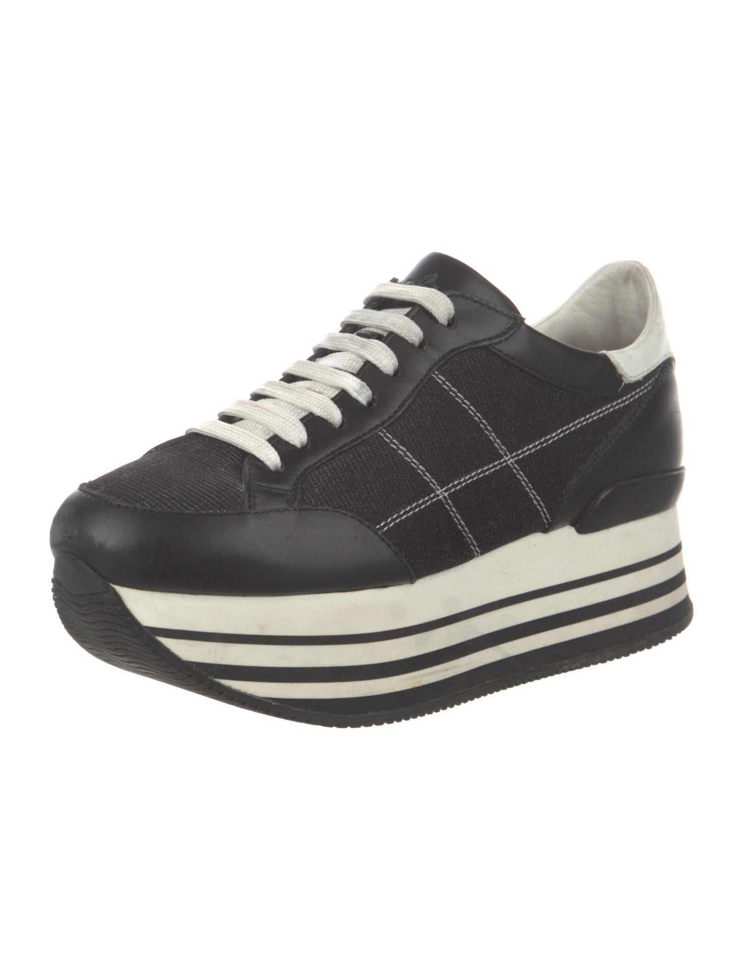 Hogan Leather Colorblock Pattern Sneakers