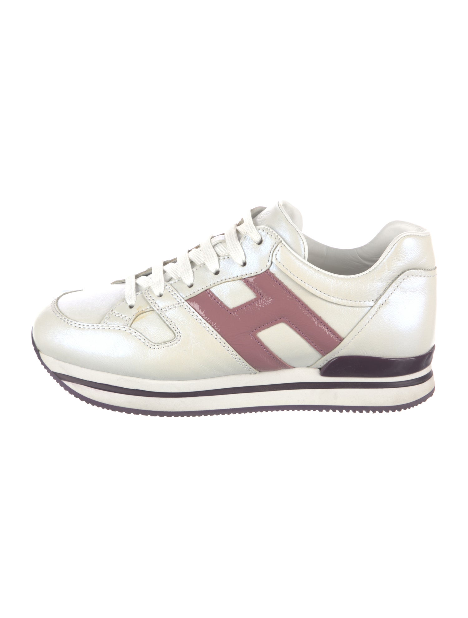 Hogan Leather Colorblock Pattern Sneakers
