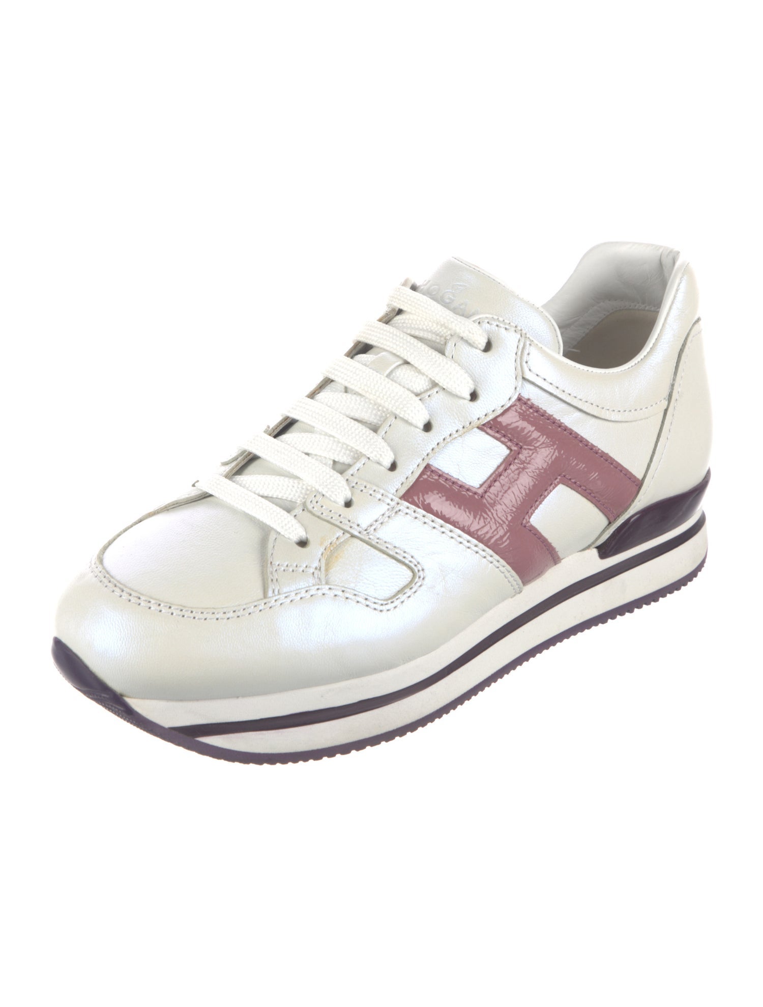 Hogan Leather Colorblock Pattern Sneakers