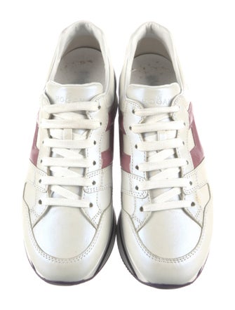 Hogan Leather Colorblock Pattern Sneakers