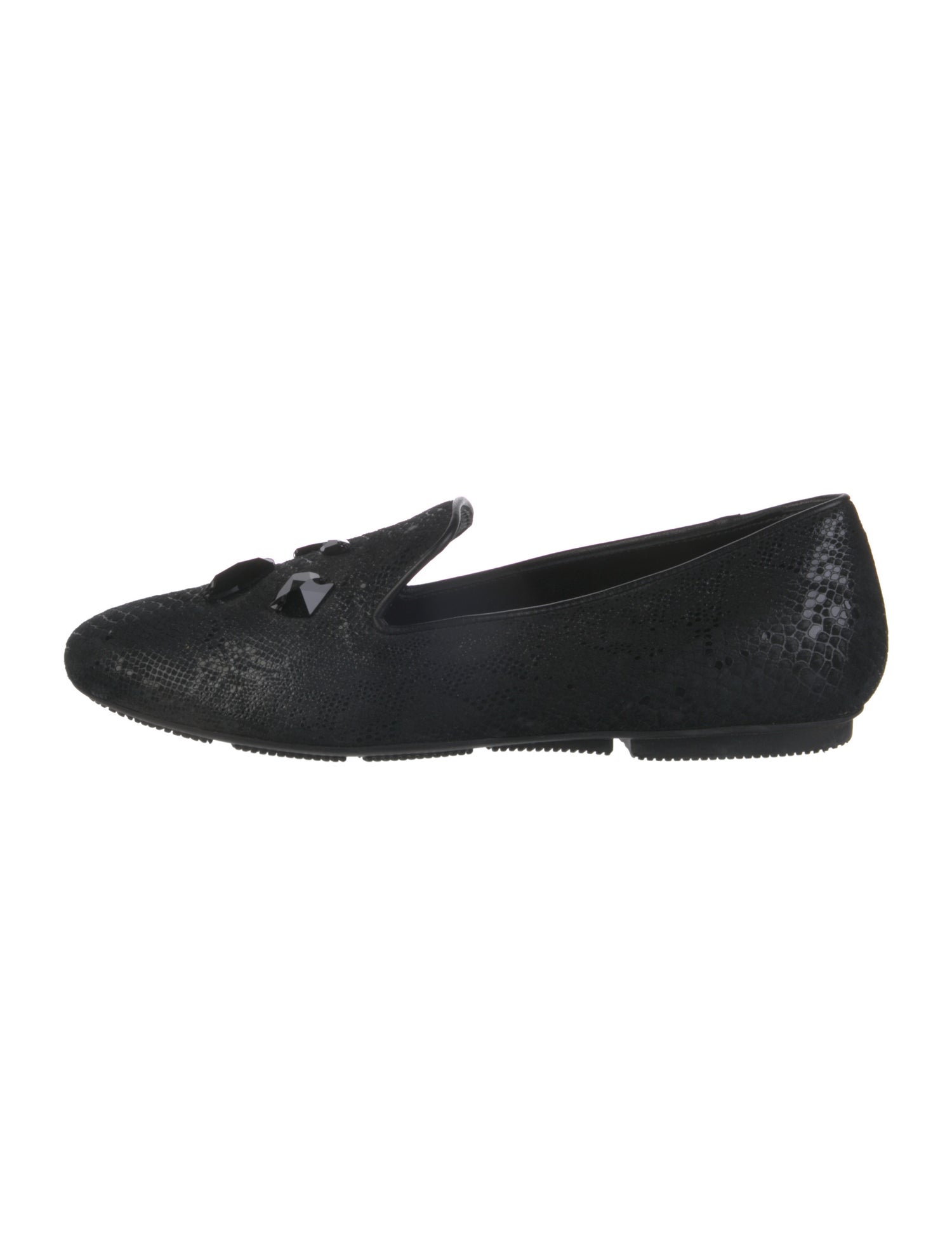 Hogan Leather Crystal Embellishments Loafers