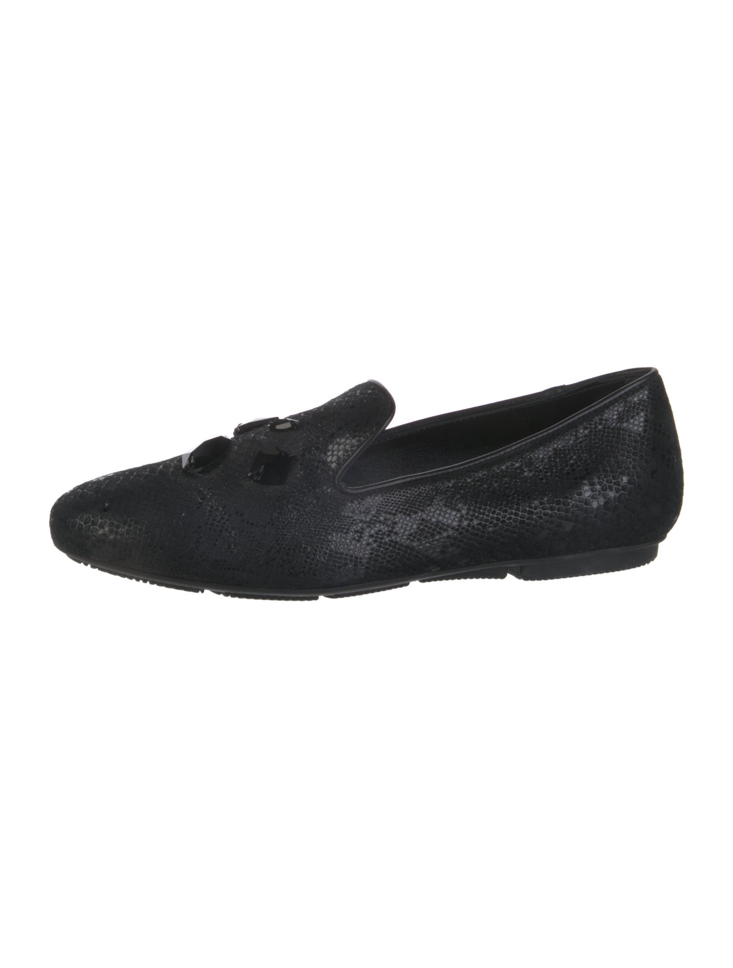 Hogan Leather Crystal Embellishments Loafers