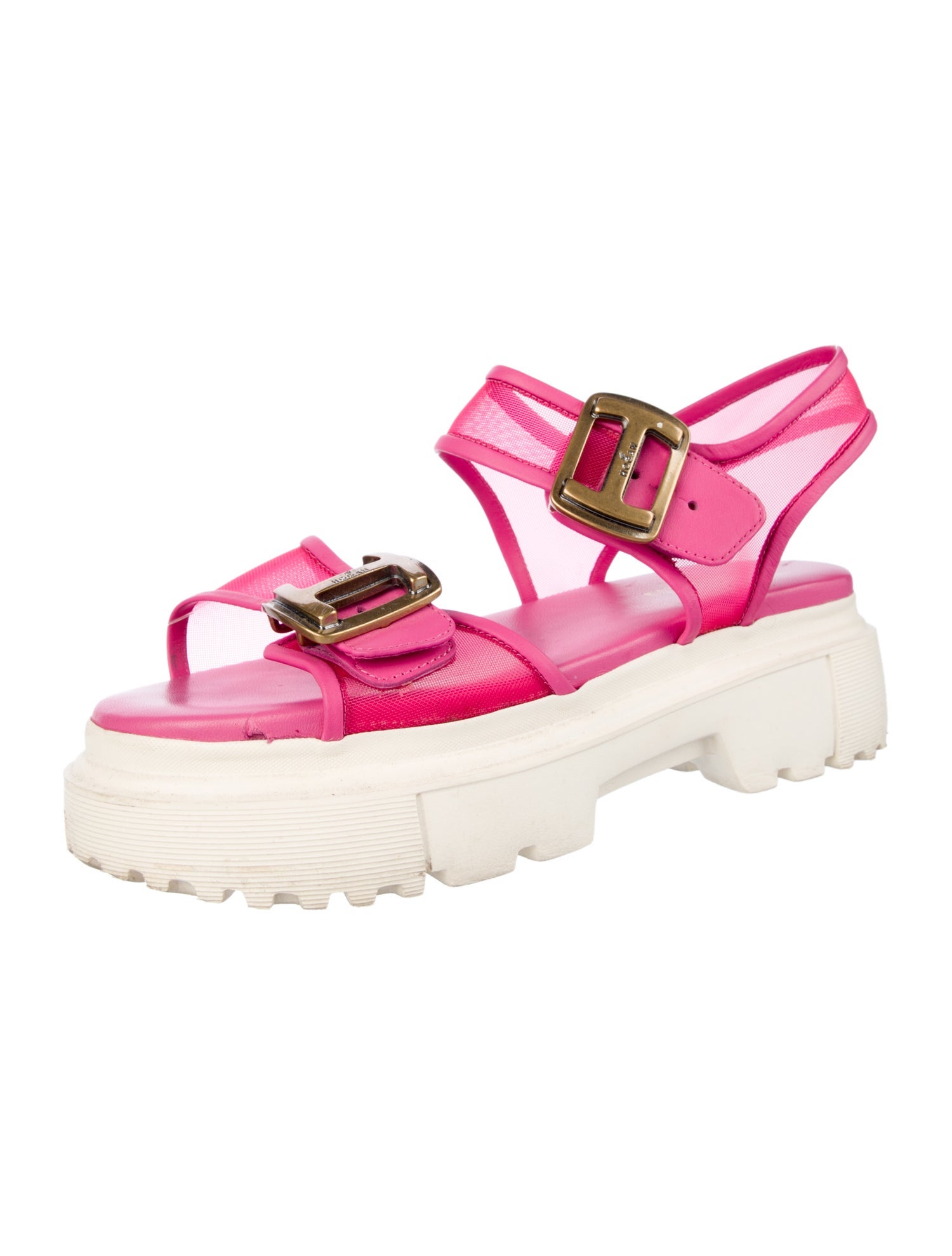 Hogan Leather Mesh Accents Espadrilles