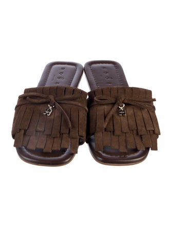 Hogan Suede Bow Accents Slides