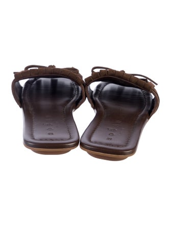 Hogan Suede Bow Accents Slides
