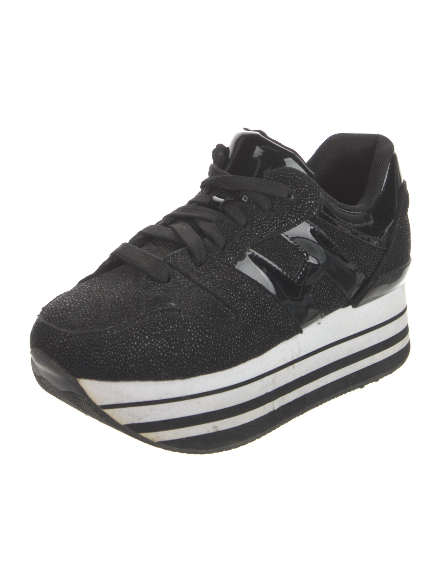 Hogan Suede Glitter Accents Wedge Sneakers