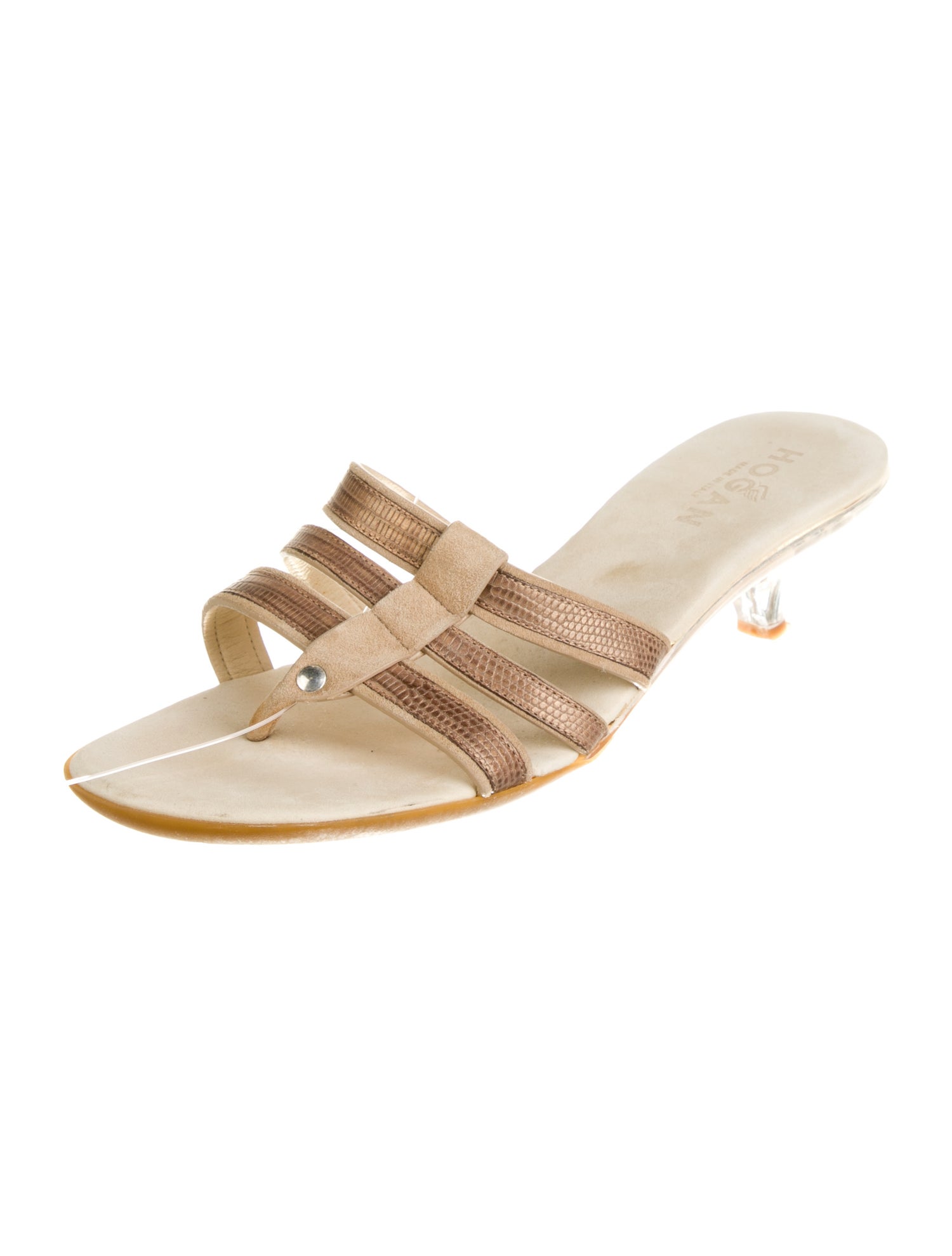 Hogan Suede Animal Print Slides