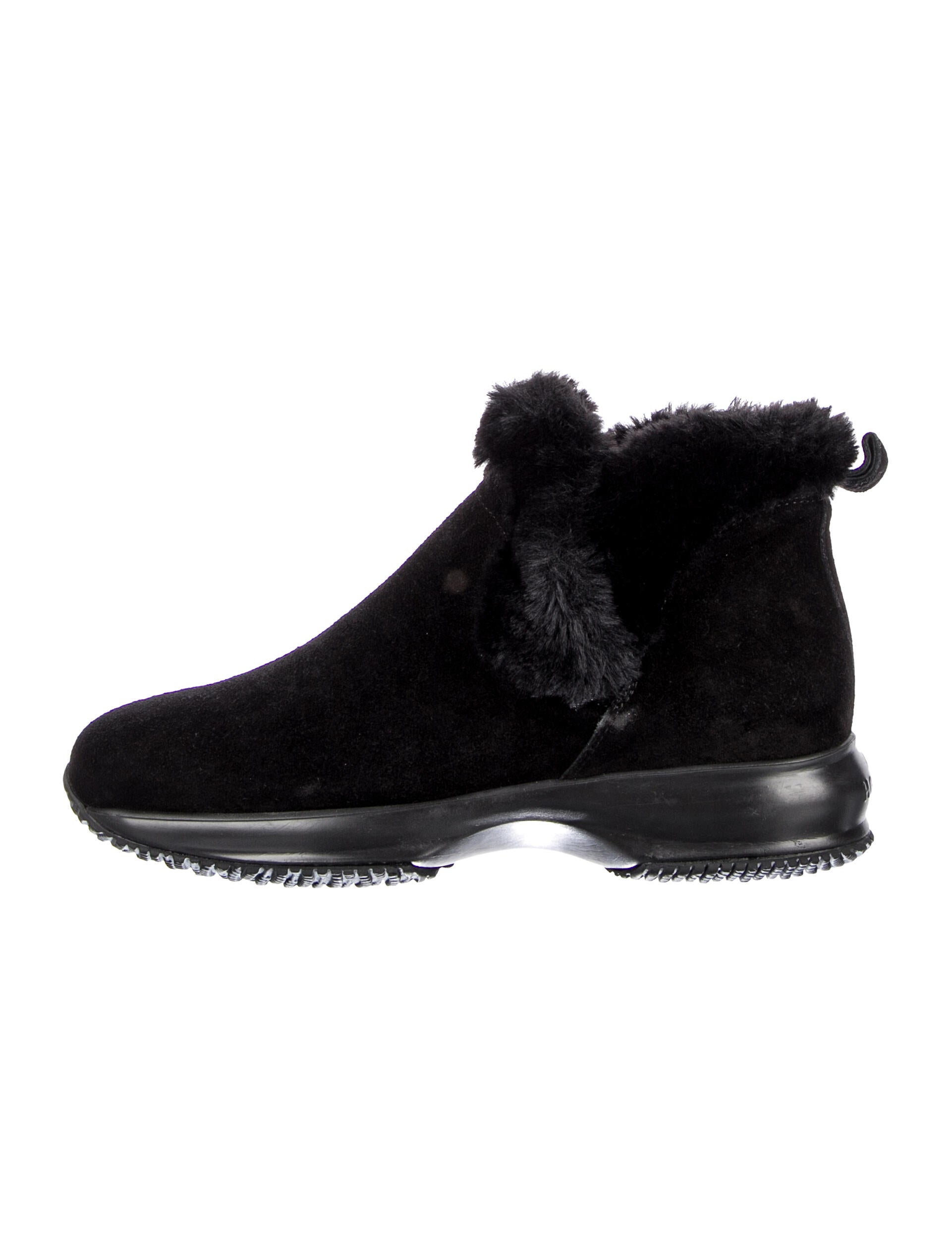 Hogan Suede Fur Trim Boots