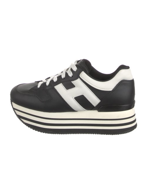 Hogan Leather Colorblock Pattern Wedge Sneakers