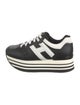 Hogan Leather Colorblock Pattern Wedge Sneakers