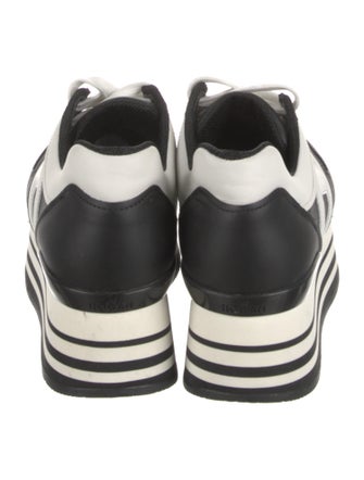 Hogan Leather Colorblock Pattern Wedge Sneakers