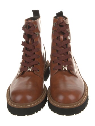 Hogan Leather Combat Boots